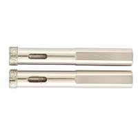 Сверло алмазное по керамограниту, 8 х 67 мм, 3-гранный хвостовик 2 шт.